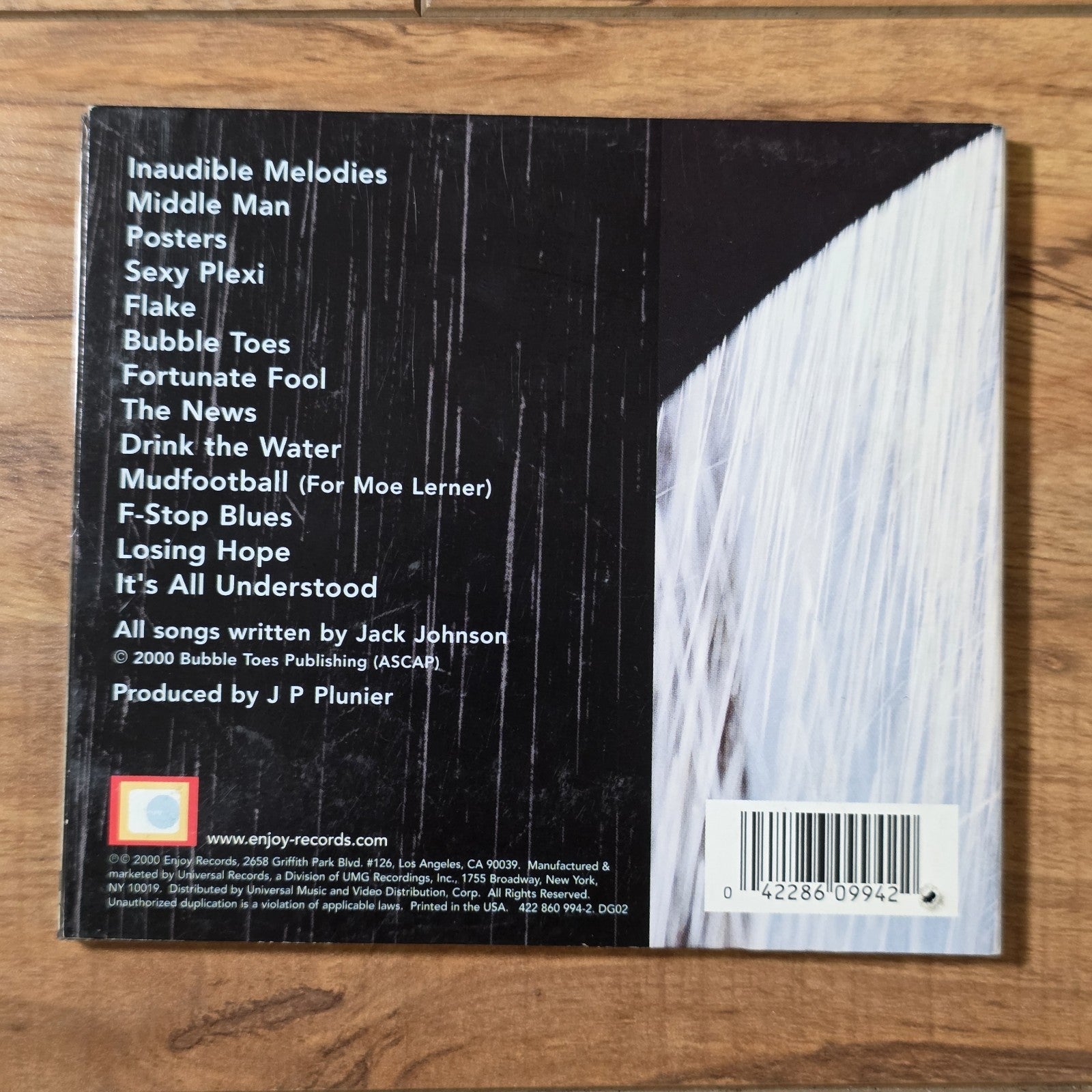 Jack Johnson - Brushfire Fairytales CD 2002 Enjoy Records Surf Rock