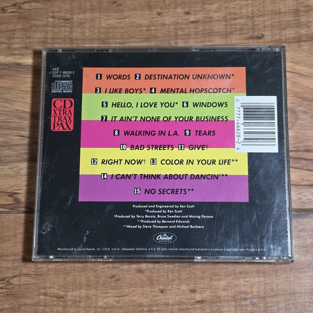 Missing Persons - The Best Of Missing Persons CD Compilation 1987 New Wave
