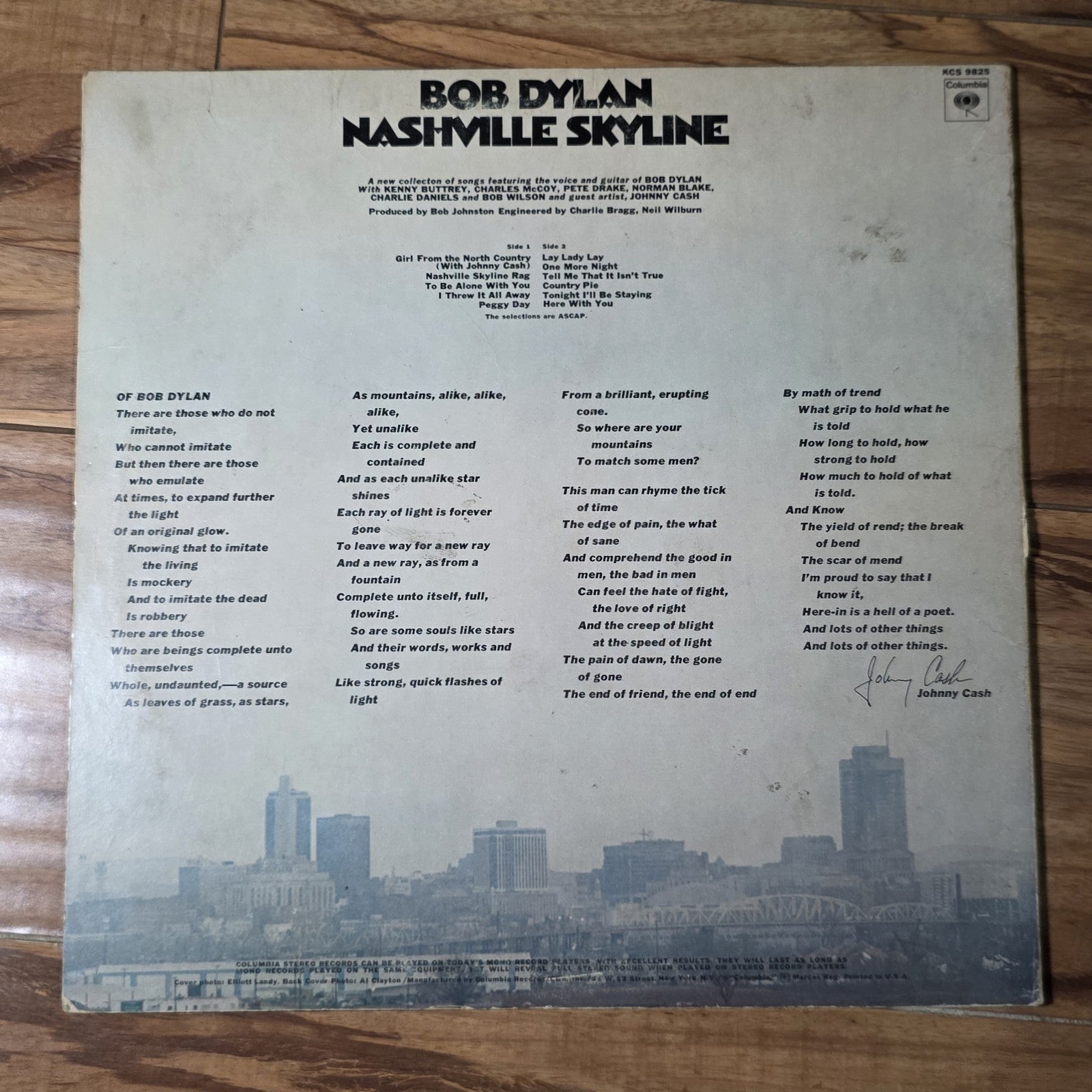 Bob Dylan - Nashville Skyline Album 1969 Country Rock Vinyl LP 12" VG