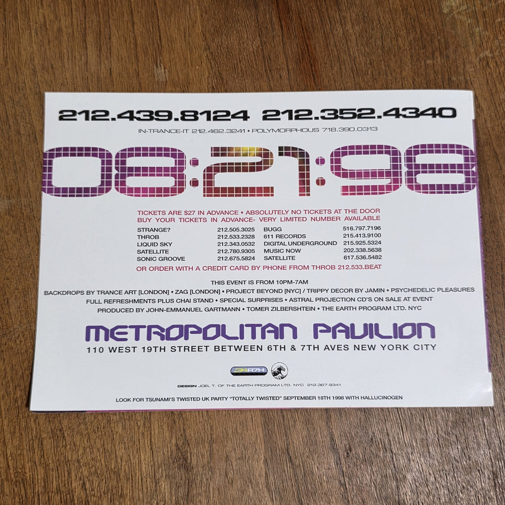 Astral Projection 1998 Rave Flyer New York City NYC Trance EDM Acid Dance 90s