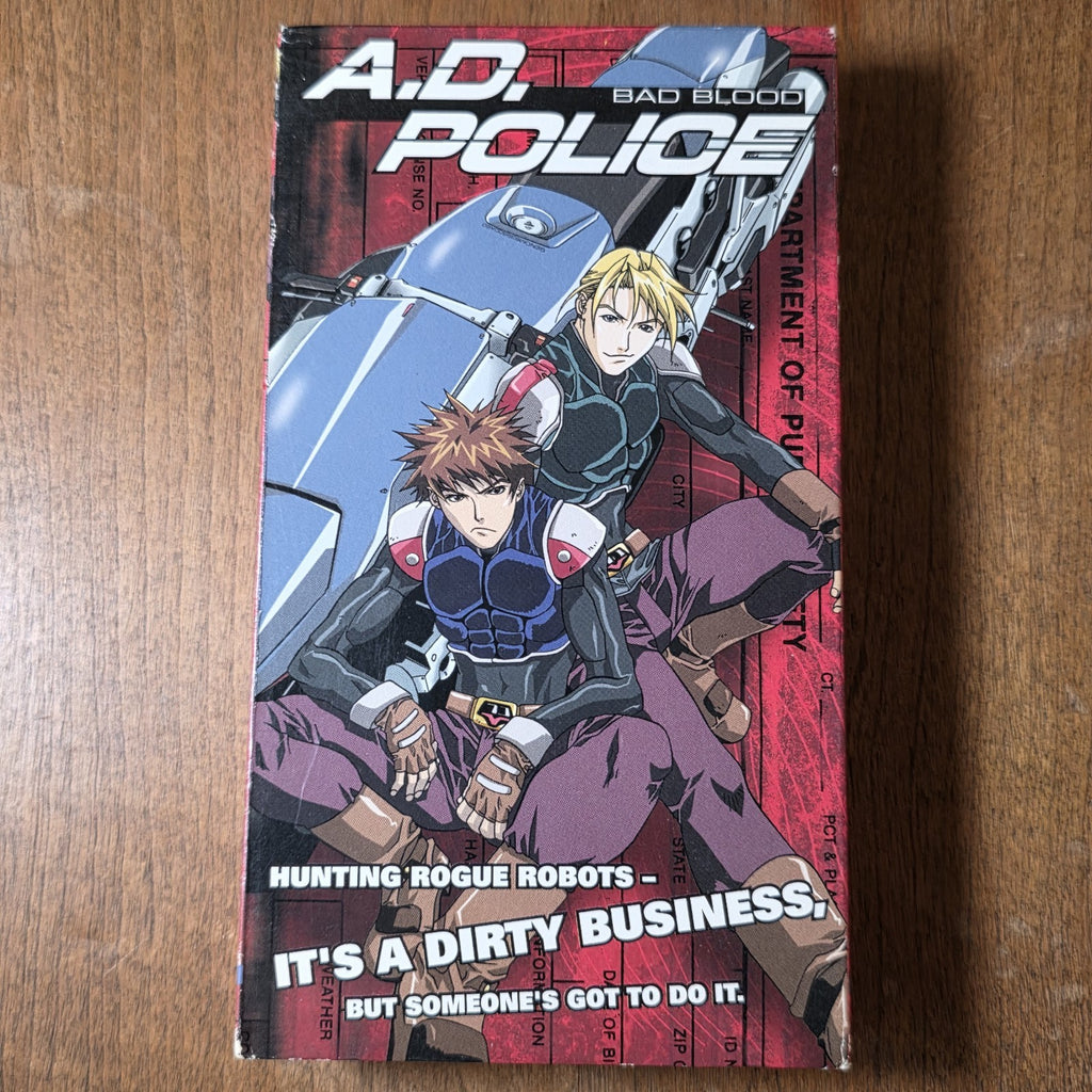 A.D. Police Files Vol. 1: Bad Blood 1990 VHS English Dubbed Anime Tony Oliver