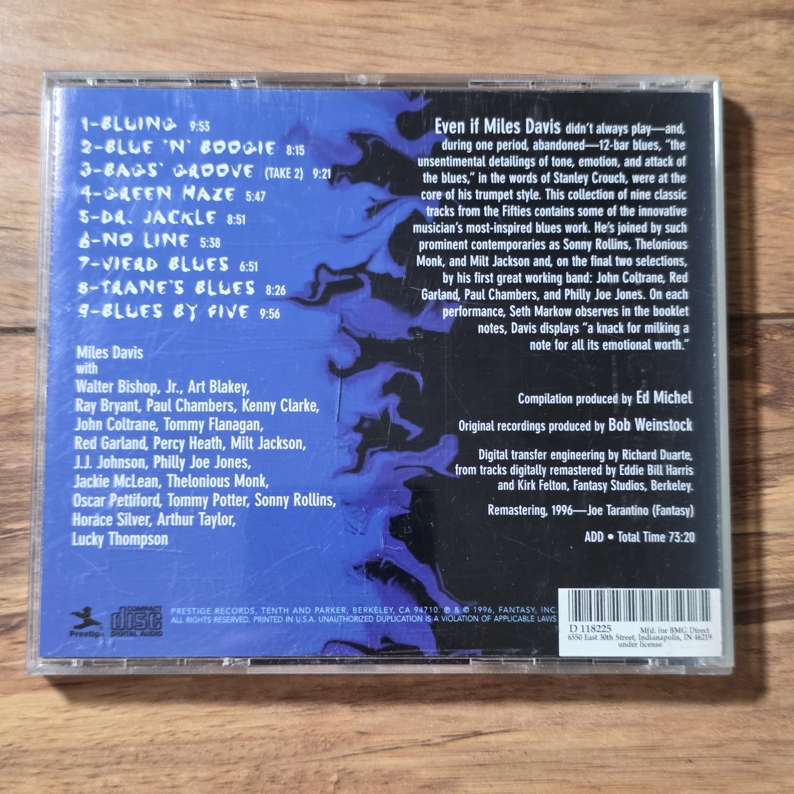Miles Davis - Bluing: Miles Davis Plays the Blues CD Album 1996 Jazz
