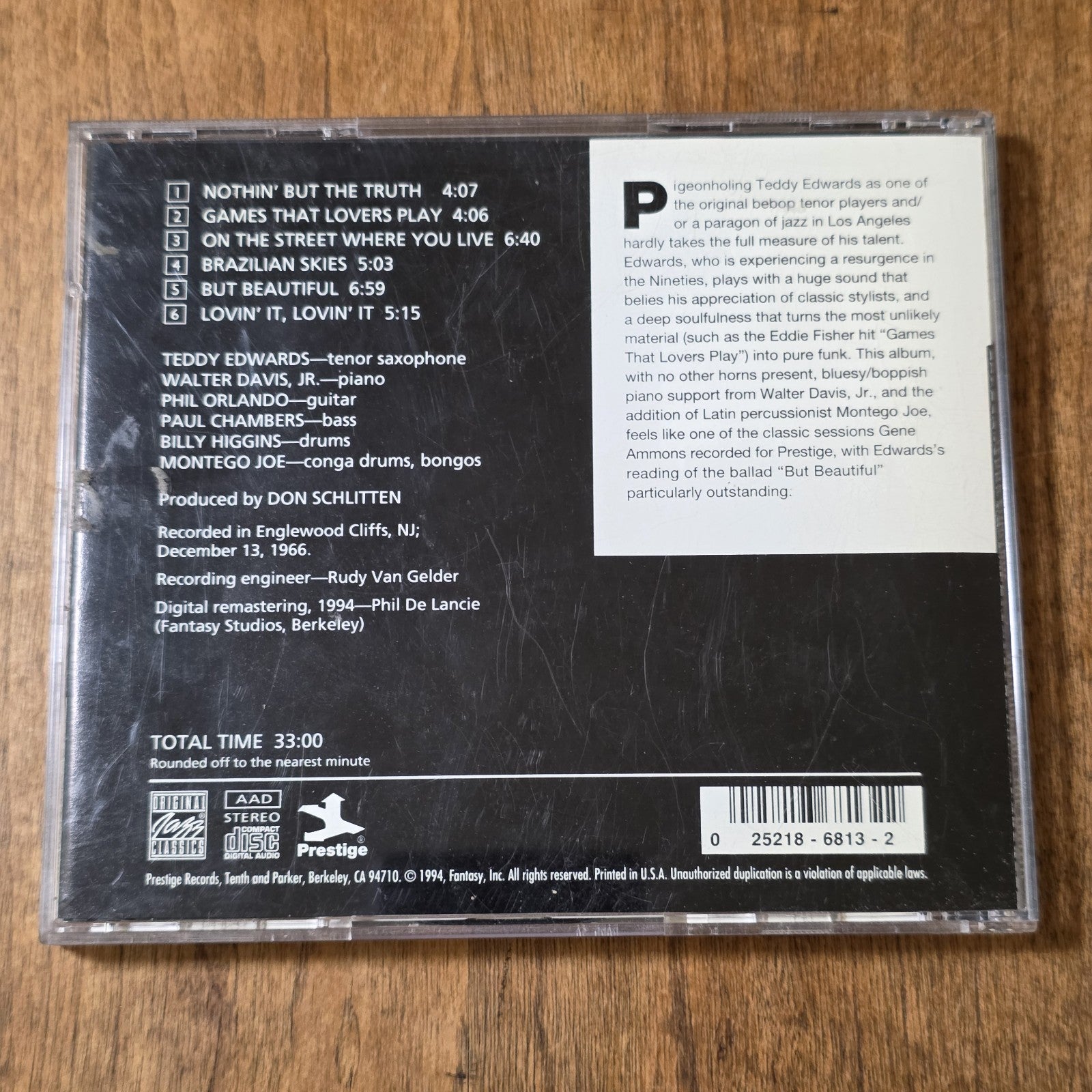 Teddy Edwards - Nothin' but the Truth CD Album 1994 Jazz Rare HTF