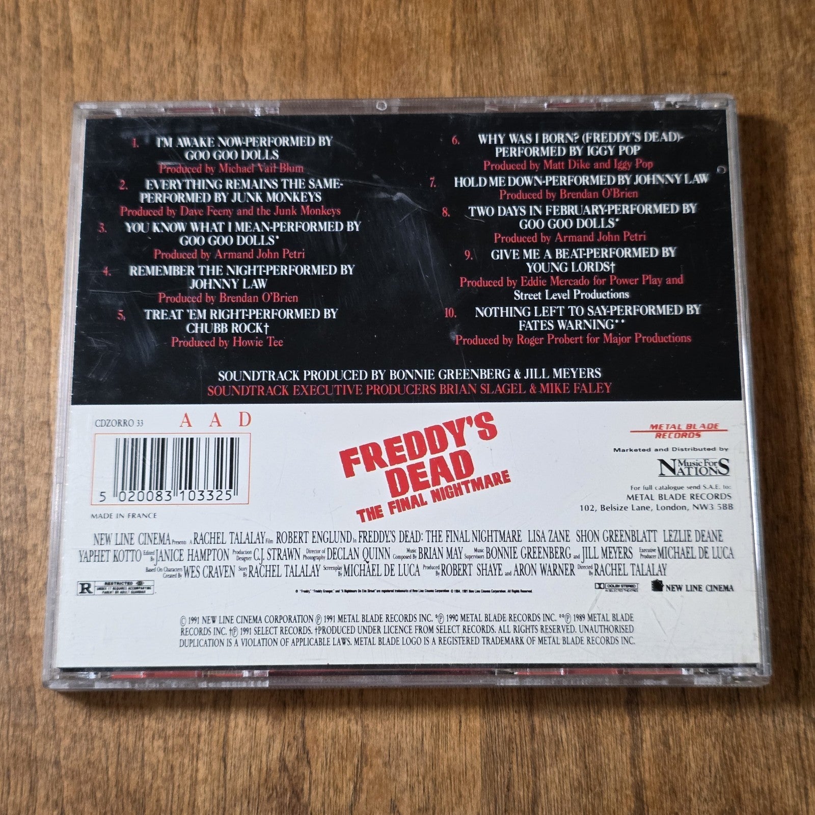 Freddy's Dead The Final Nightmare CD Movie Soundtrack 1991 Hard Rock Rare HTF