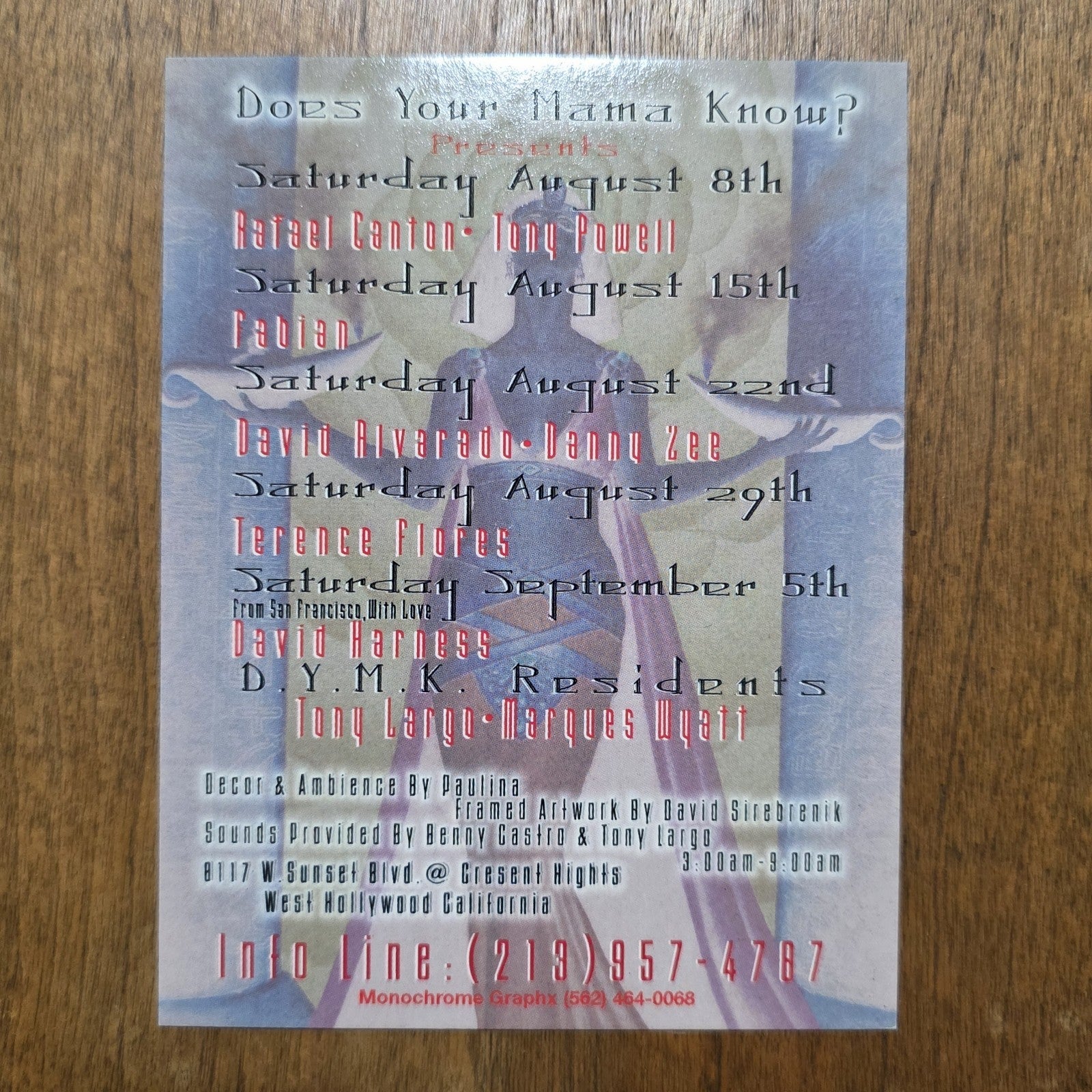 Does Your Mama Know Rave Flyer Los Angeles Goddess Hollywood EDM 90s