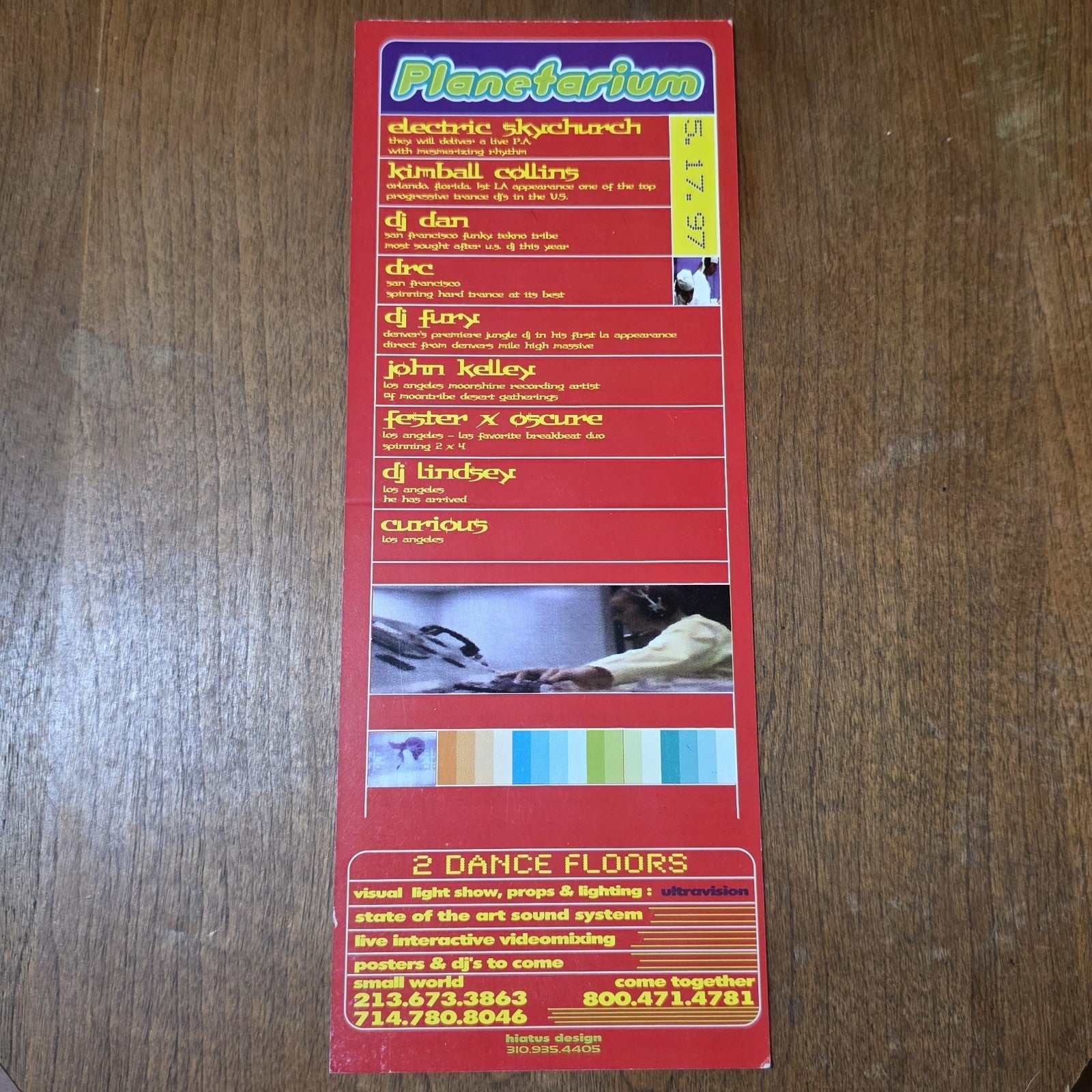 Planetarium 1997 Rave Flyer Los Angeles Hollywood DJ Dan DJ Fury EDM Unfolded