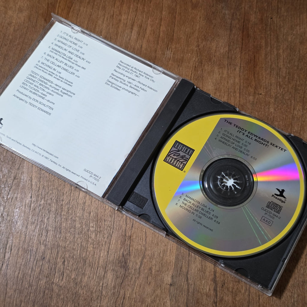 Teddy Edwards - It's All Right CD Album 1997 Jazz Rare HTF