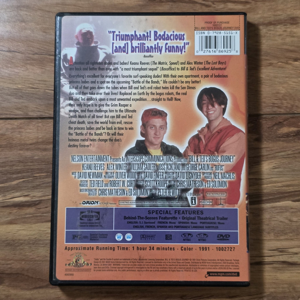 Bill & Ted's Bogus Journey DVD 1991 Comedy Sci-Fi