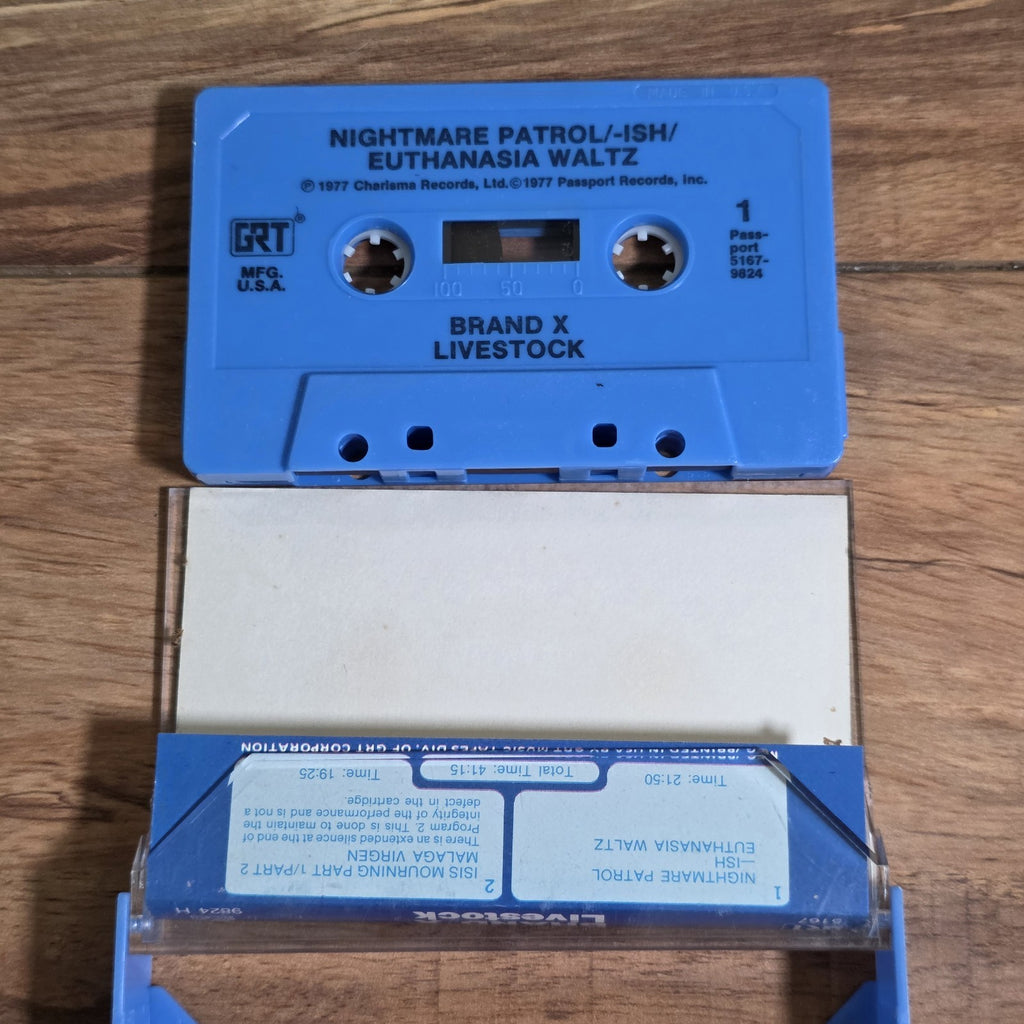 Brand X - Livestock Cassette 1977 Jazz Fusion Fusion Phil Collins Blue Tape