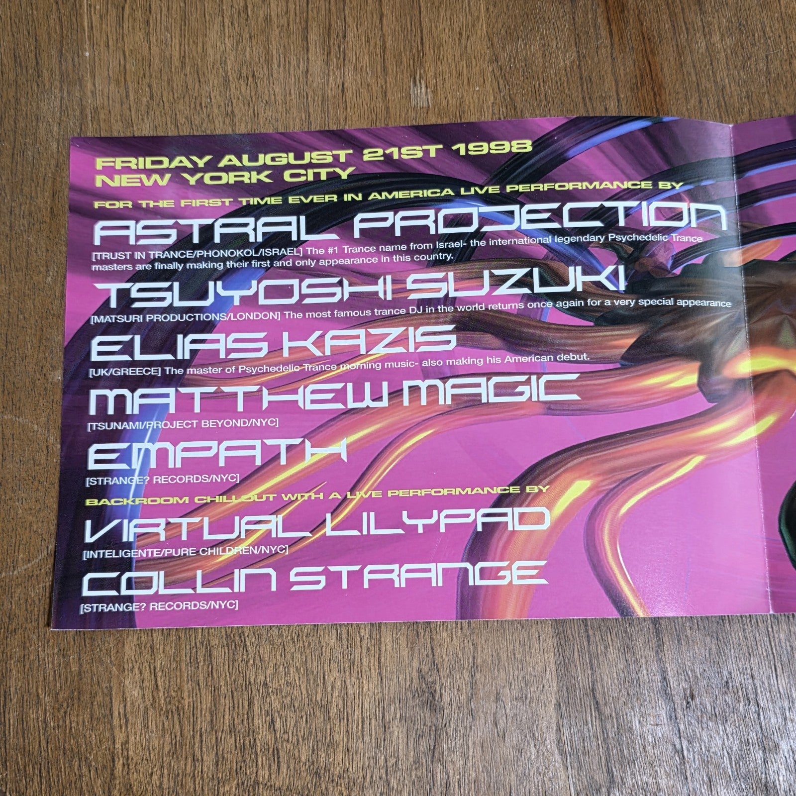 Astral Projection 1998 Rave Flyer New York City NYC Trance EDM Acid Dance 90s