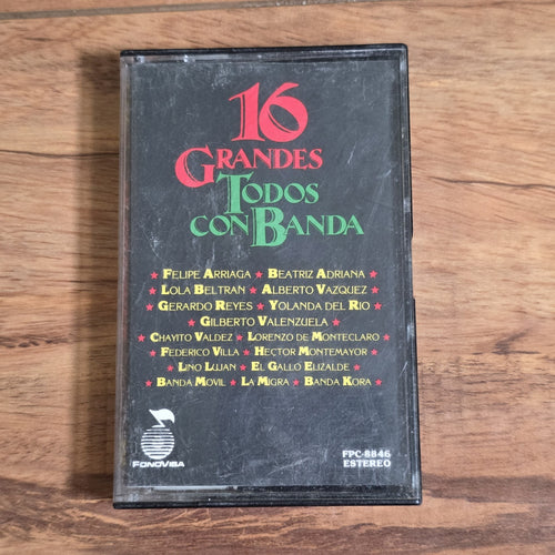 16 Grandes Todos Con Banda Cassette Compilation 1989 Regional Mexican