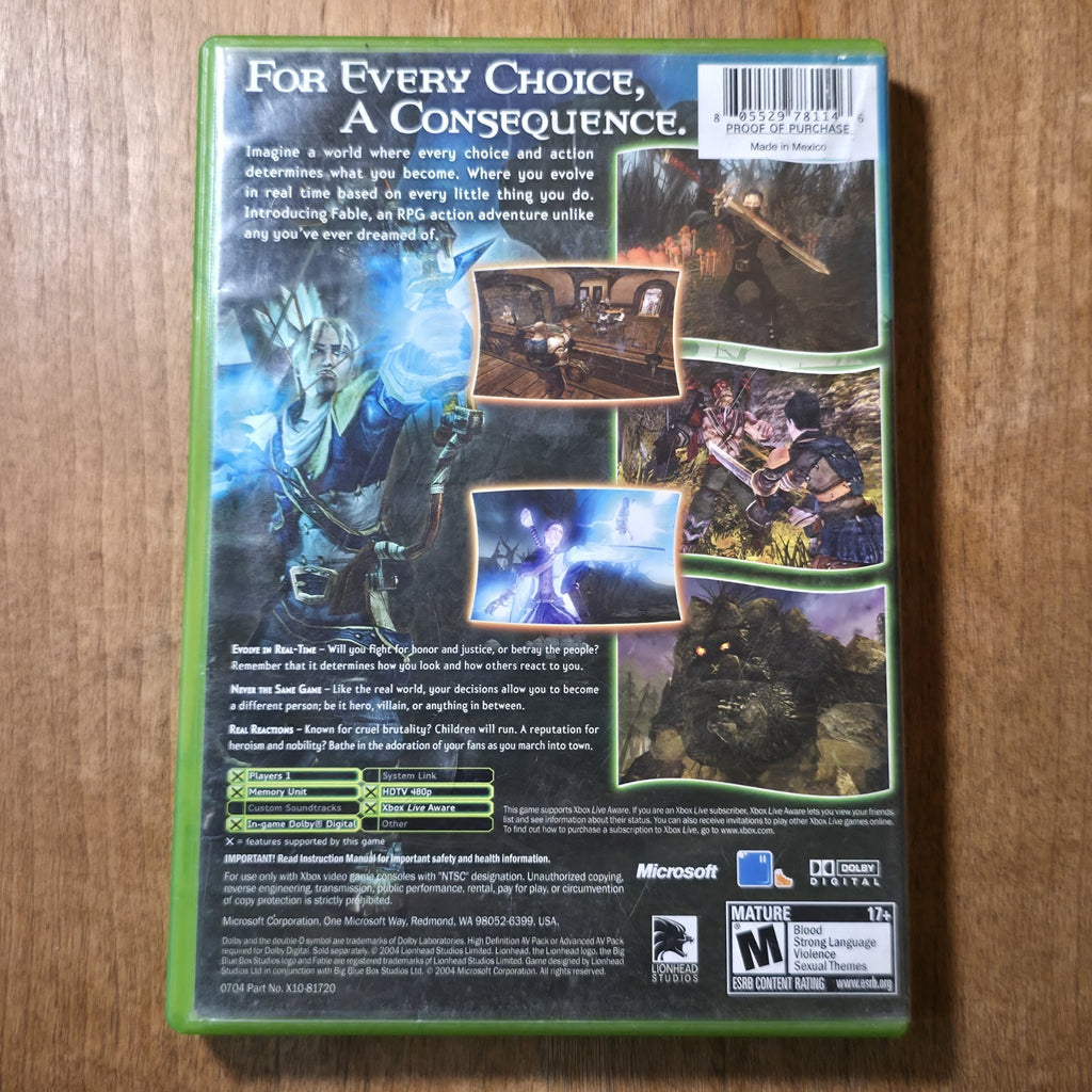 Fable 2004 Microsoft Xbox Lionhead RPG Action Adventure CIB Needs Resurfacing