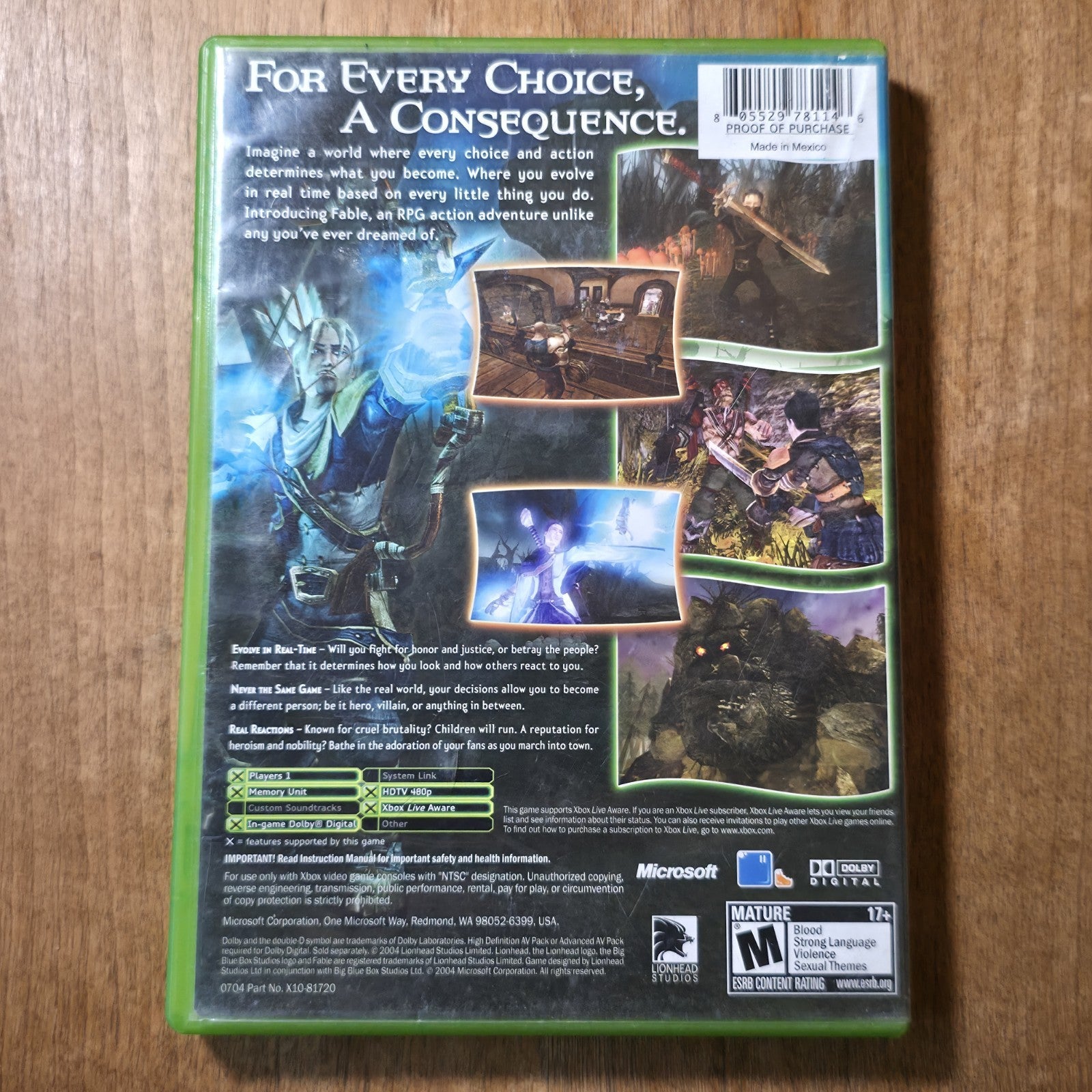 Fable 2004 Microsoft Xbox Lionhead RPG Action Adventure CIB Needs Resurfacing