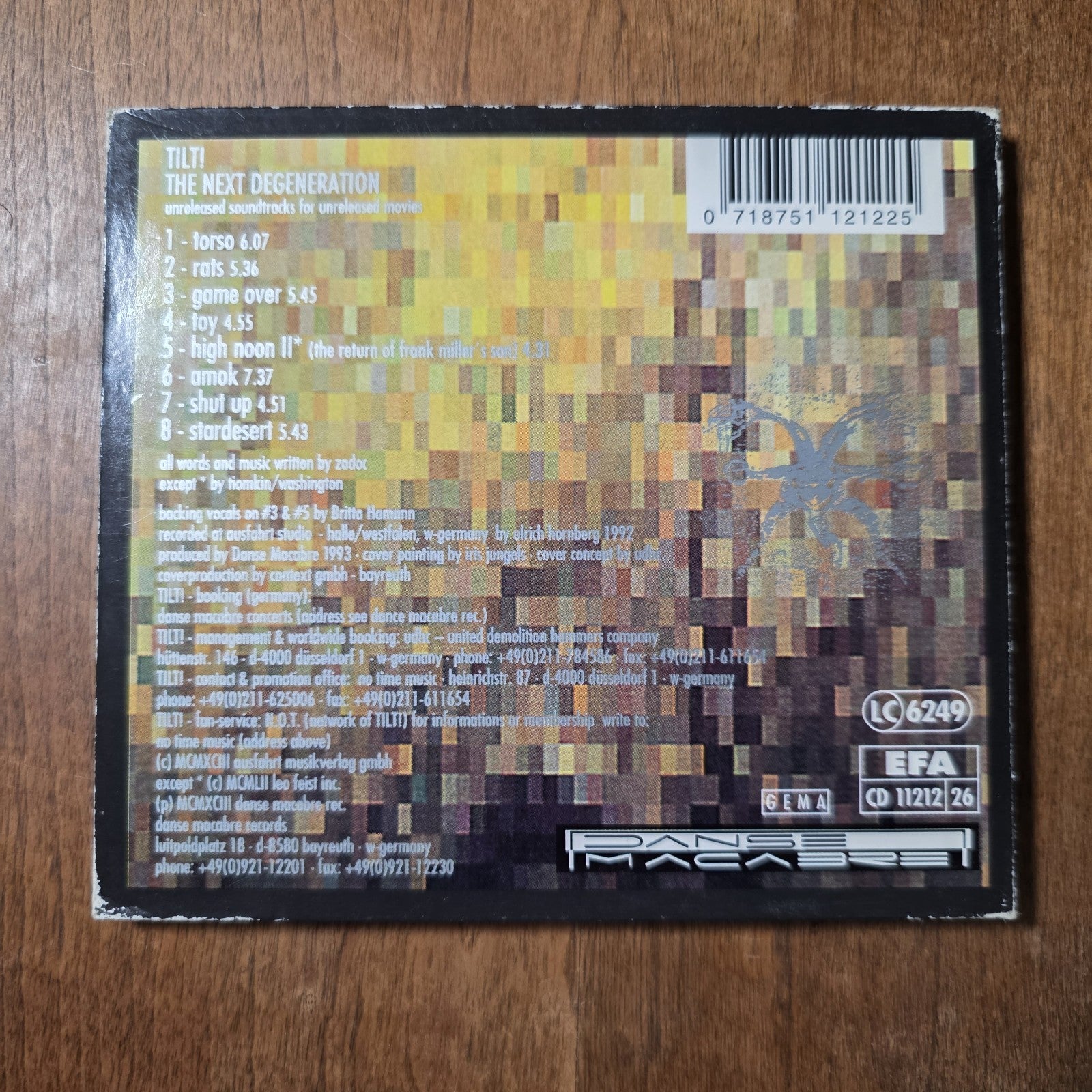 Tilt! - The Next Degeneration CD 1993 Industrial German Danse Macabre Rare HTF