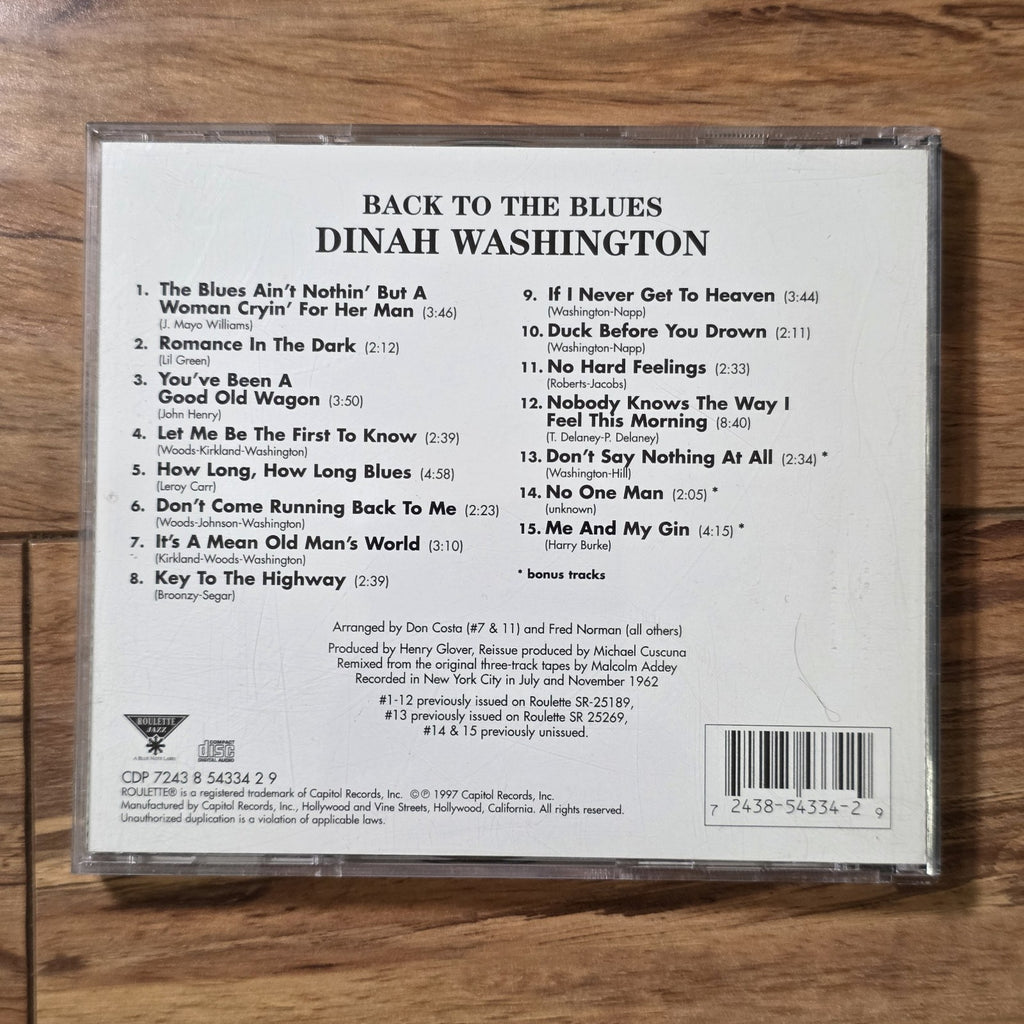 Dinah Washington - Back to the Blues CD Album 1963 Blues