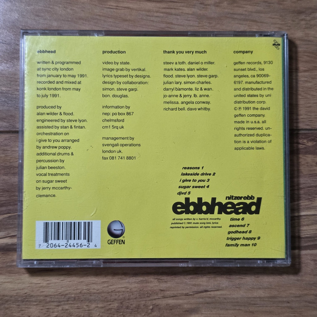 Nitzer Ebb - Ebbhead CD Album 1991 Industrial Electronic