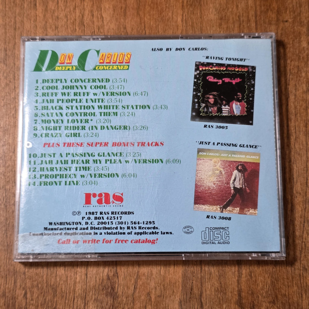 Don Carlos - Deeply Concerned CD Album 1987 Reggae Rare HTF