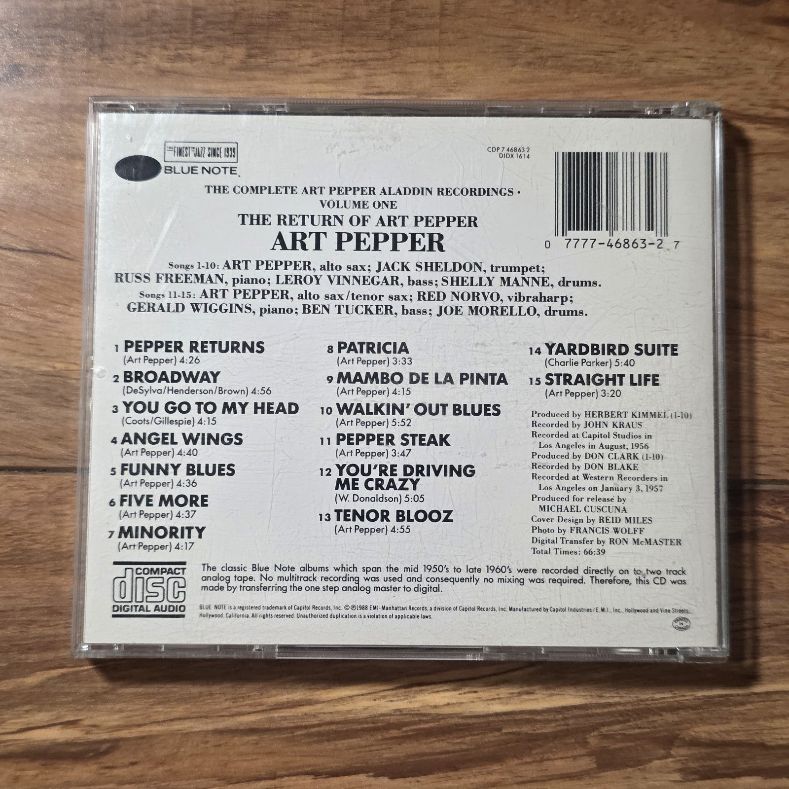 Art Pepper - The Return of Art Pepper Volume 1 CD Album Jazz Rare HTF