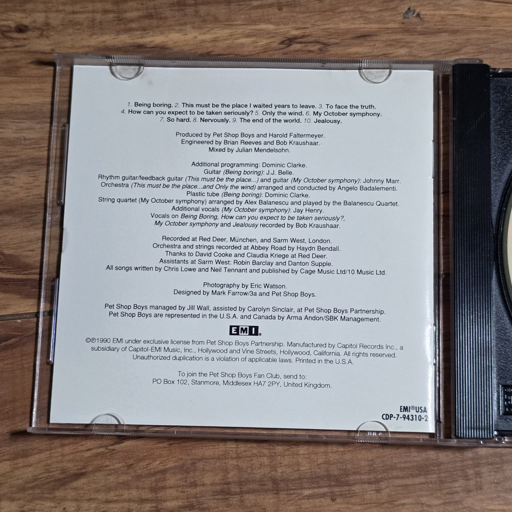 Pet Shop Boys - Behaviour CD Album 1990 Synth-Pop Synthpop