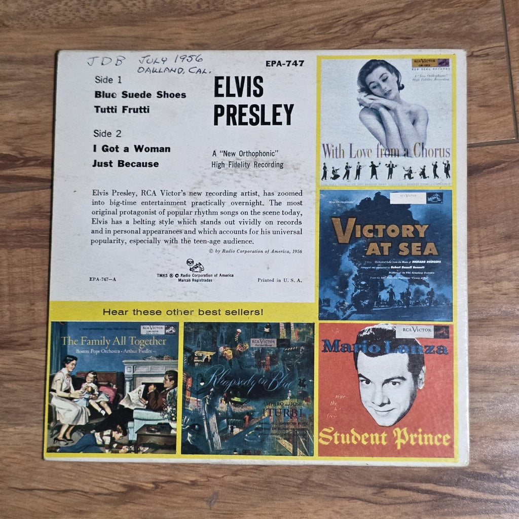 Elvis Presley - Elvis Presley Vinyl EPA-747 7" 45RPM 1956 Rockabilly VG Rare HTF