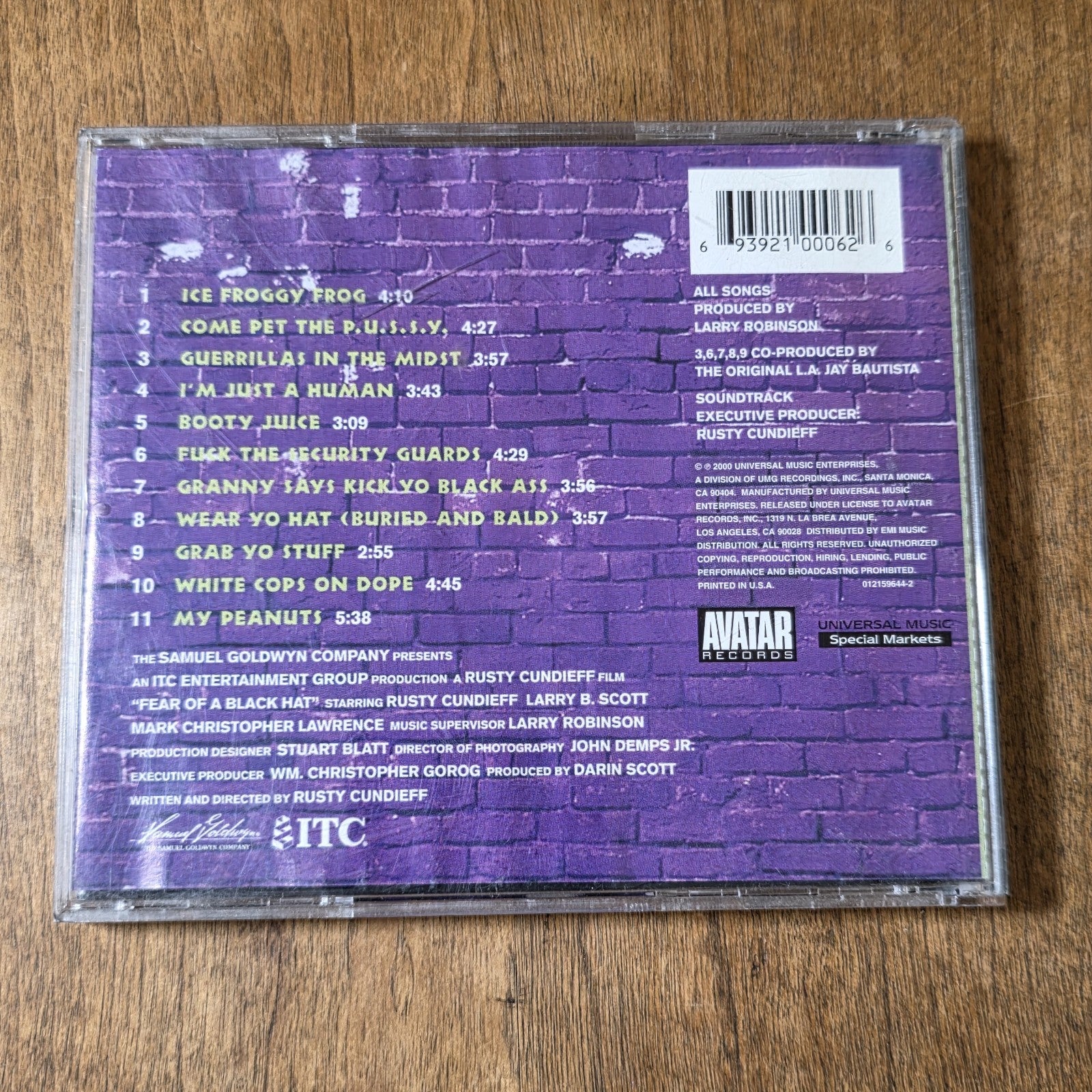 Fear of a Black Hat CD Movie Soundtrack 1994 Hip Hop Rare HTF