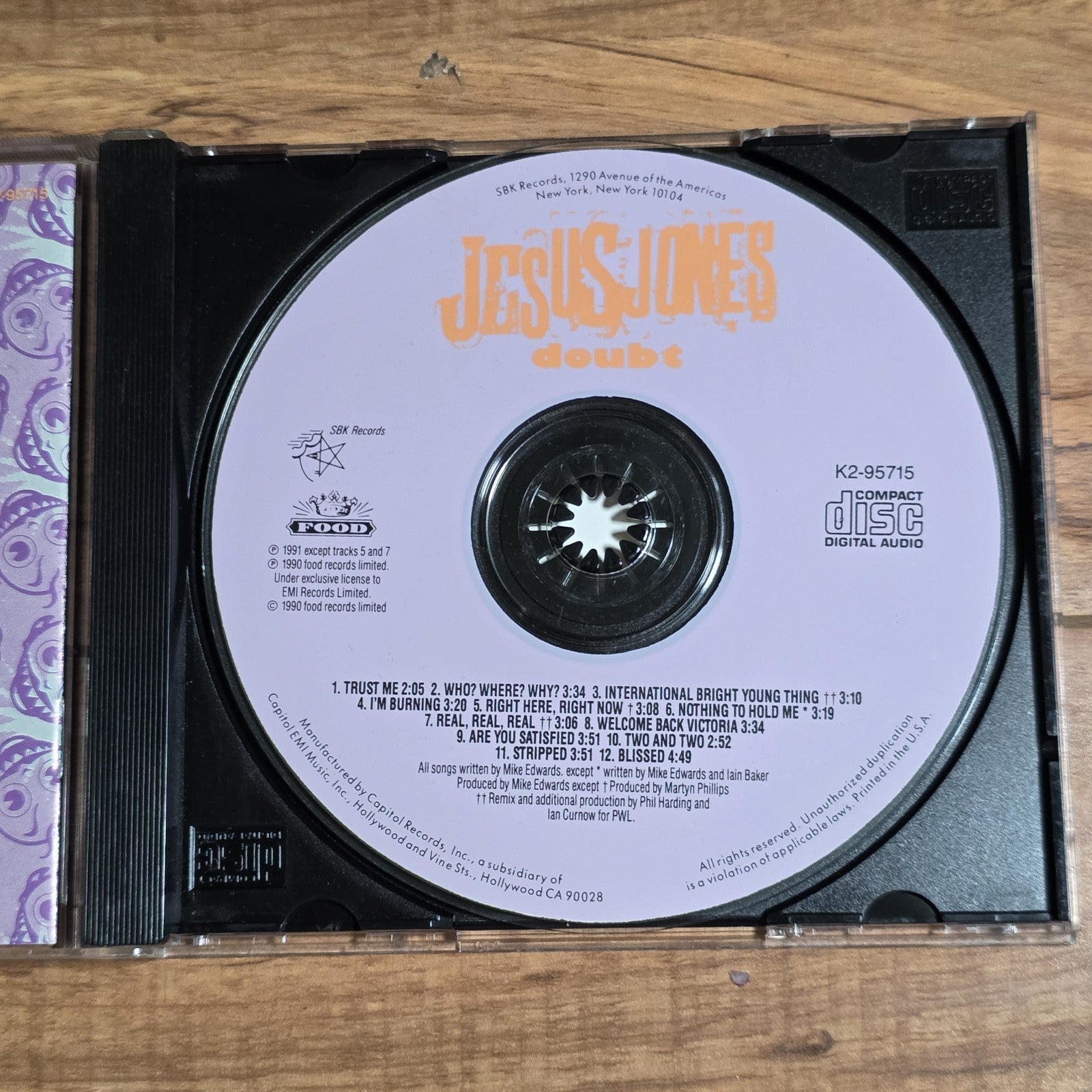 Jesus Jones - Doubt CD Album 1991 Alternative Rock