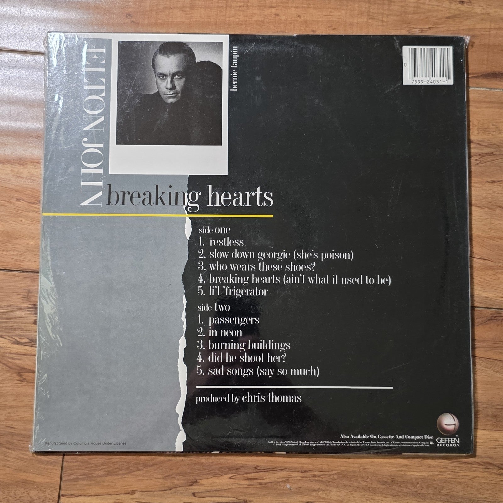 Elton John - Breaking Hearts Vinyl Album 1984 Columbia House New Sealed