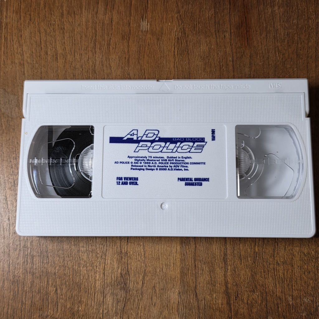 A.D. Police Files Vol. 1: Bad Blood 1990 VHS English Dubbed Anime Tony Oliver
