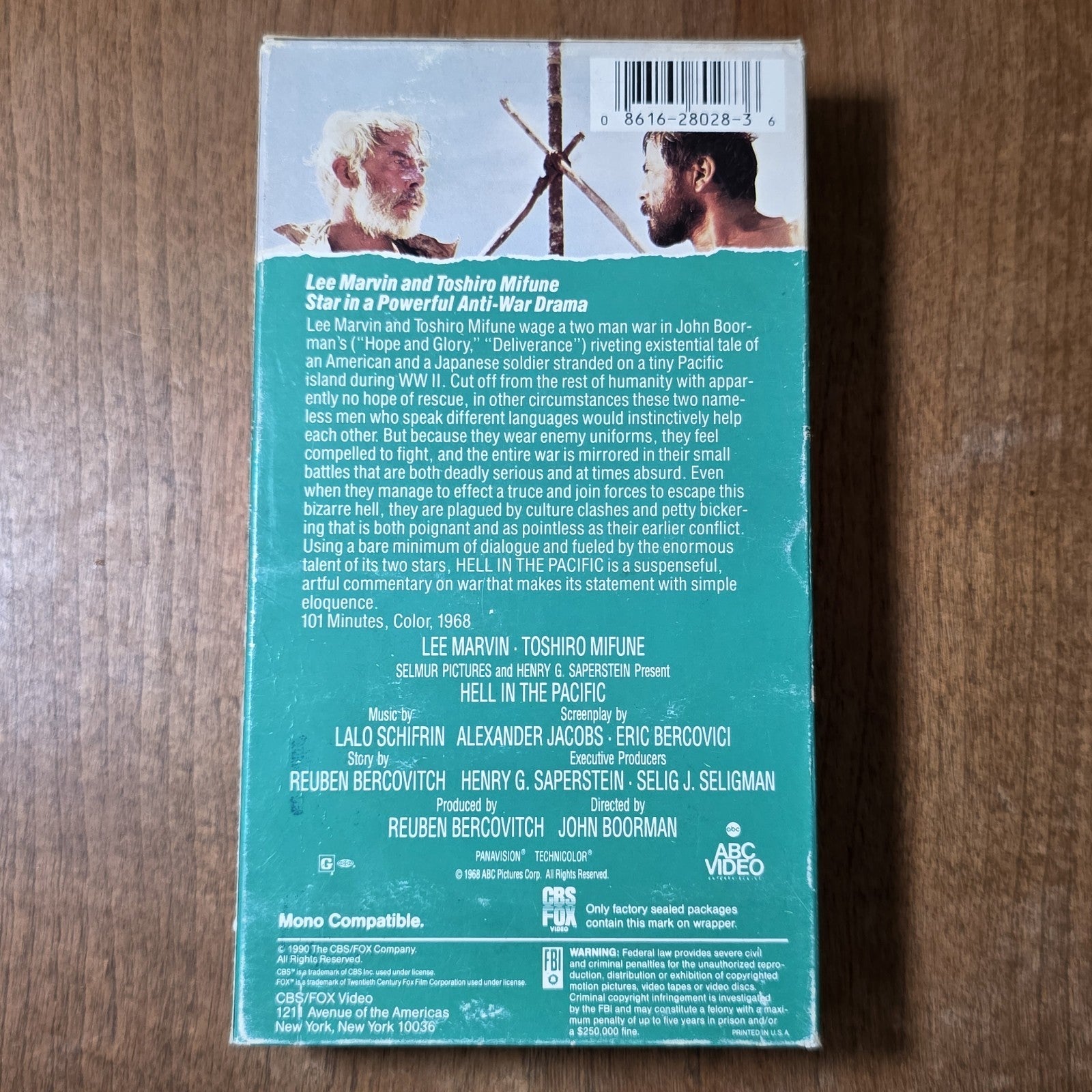 Hell in the Pacific VHS 1990 War Lee Marvin Toshiro Mifune 
