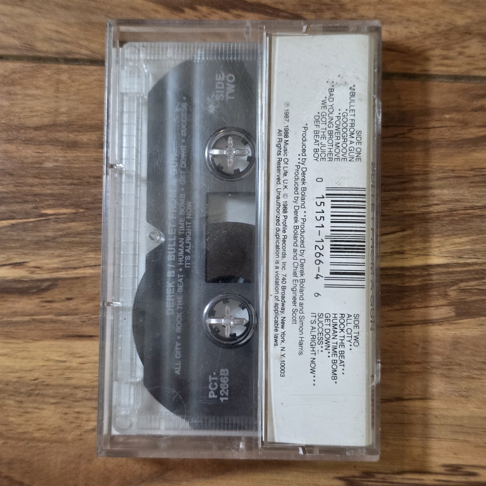 Derek B - Bullet From A Gun Album 1988 Hip Hop Cassette Profile Records HTF
