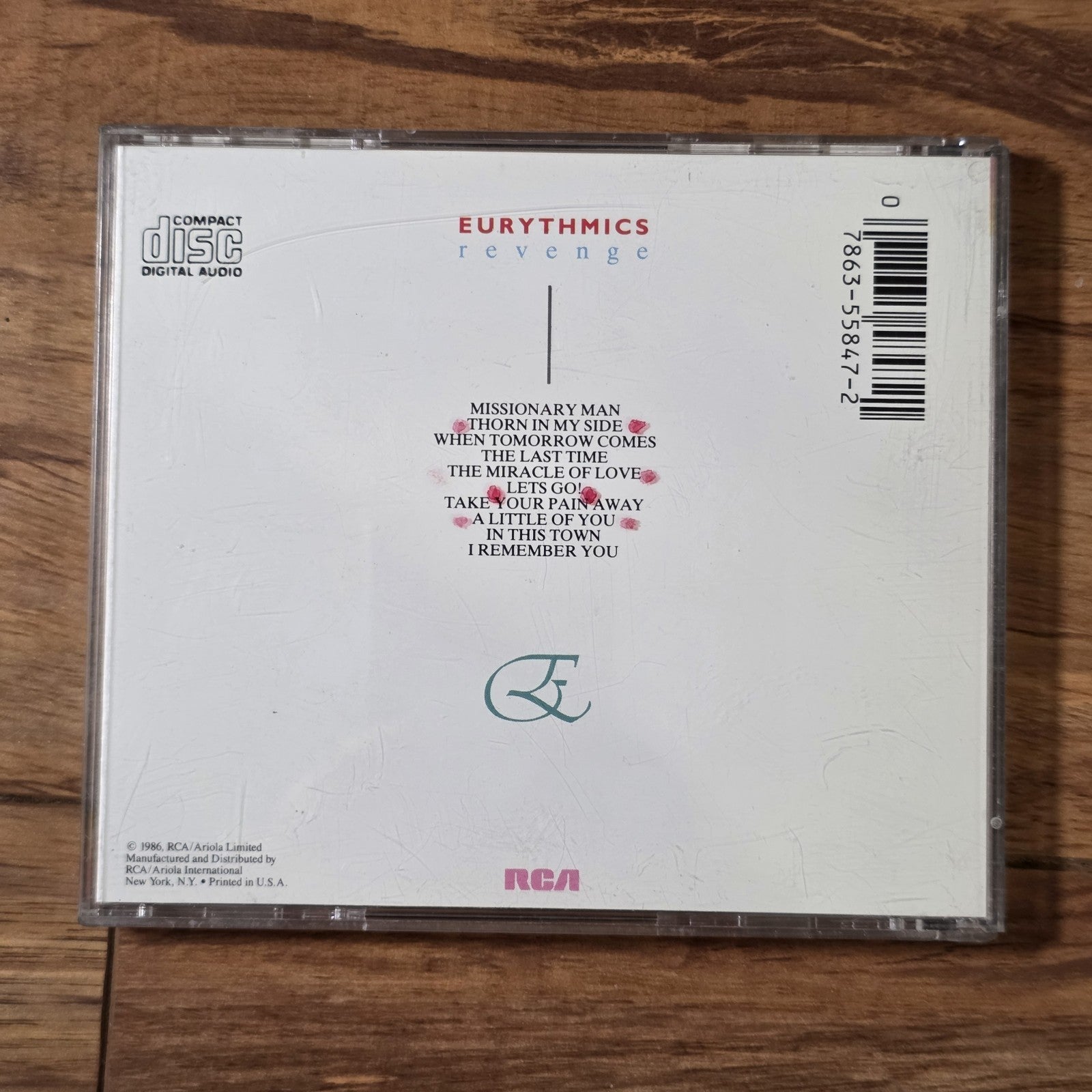 Eurythmics - Revenge CD 1986 RCA Records Annie Lennox Dave Stewart Pop