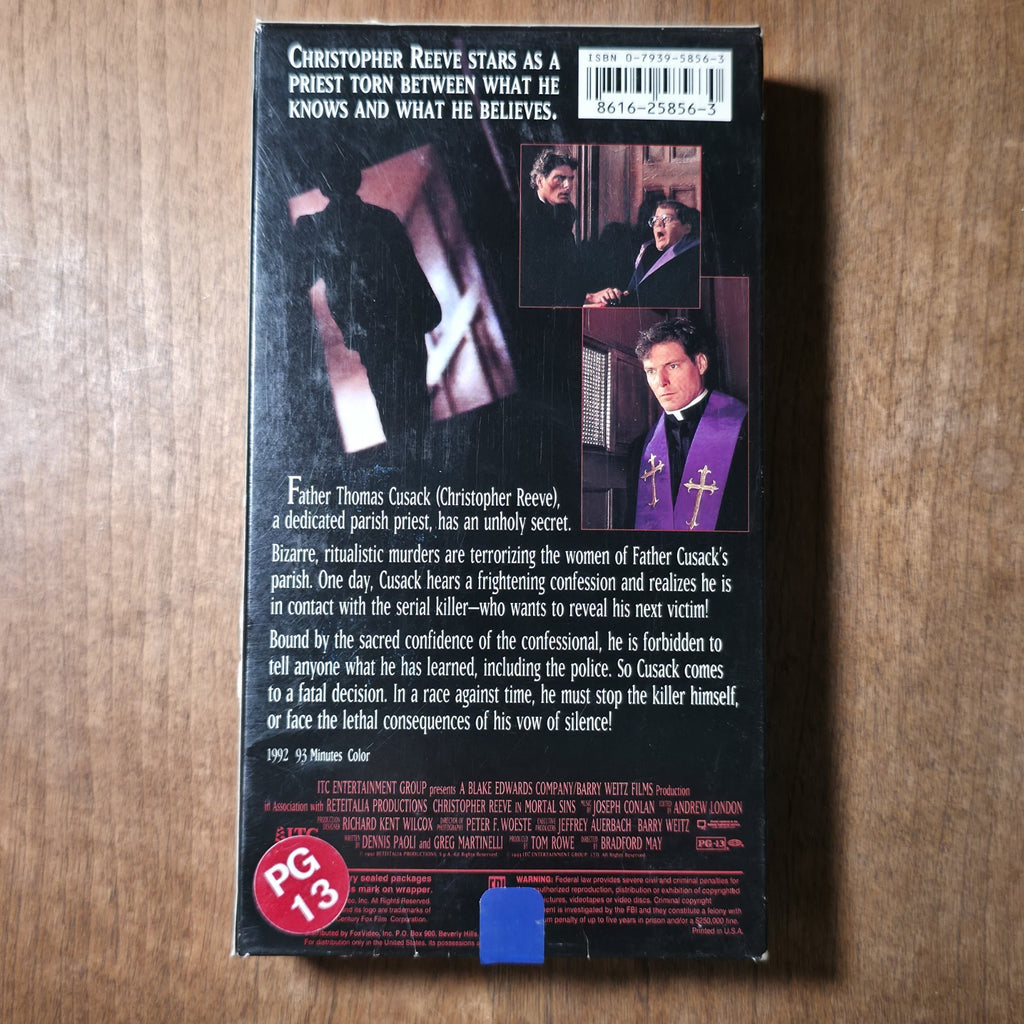 Mortal Sins VHS 1993 Thriller Christopher Reeve