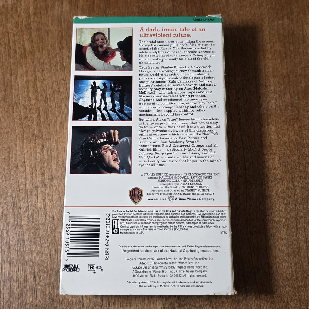 A Clockwork Orange VHS 1971 Sci-Fi Stanley Kubrick