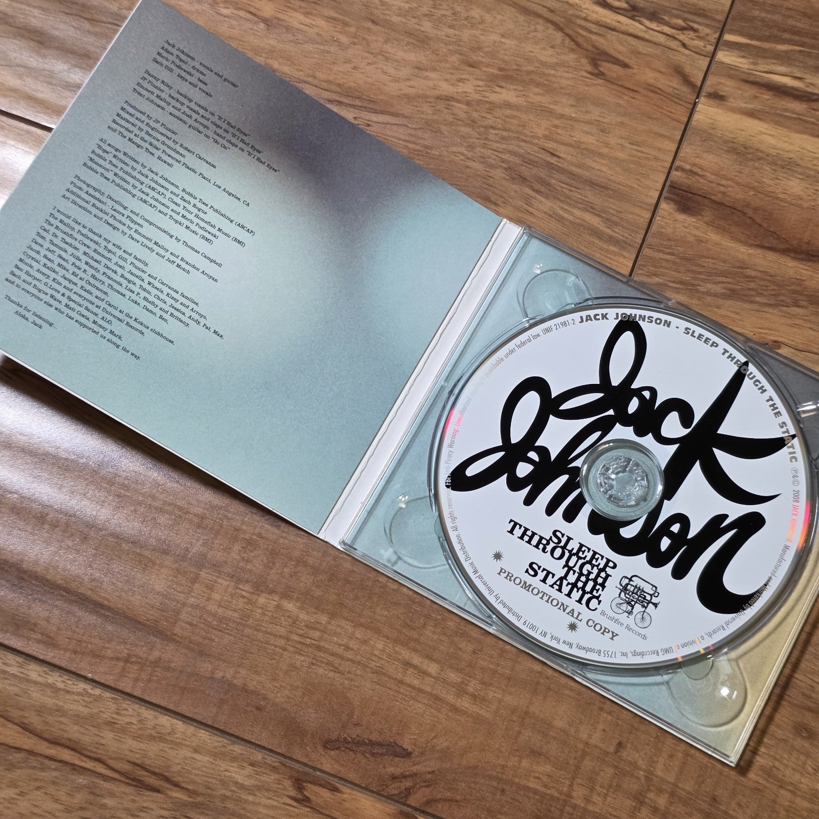 Jack Johnson - Sleep Through the Static CD Promo 2008 Brushfire Records Promo