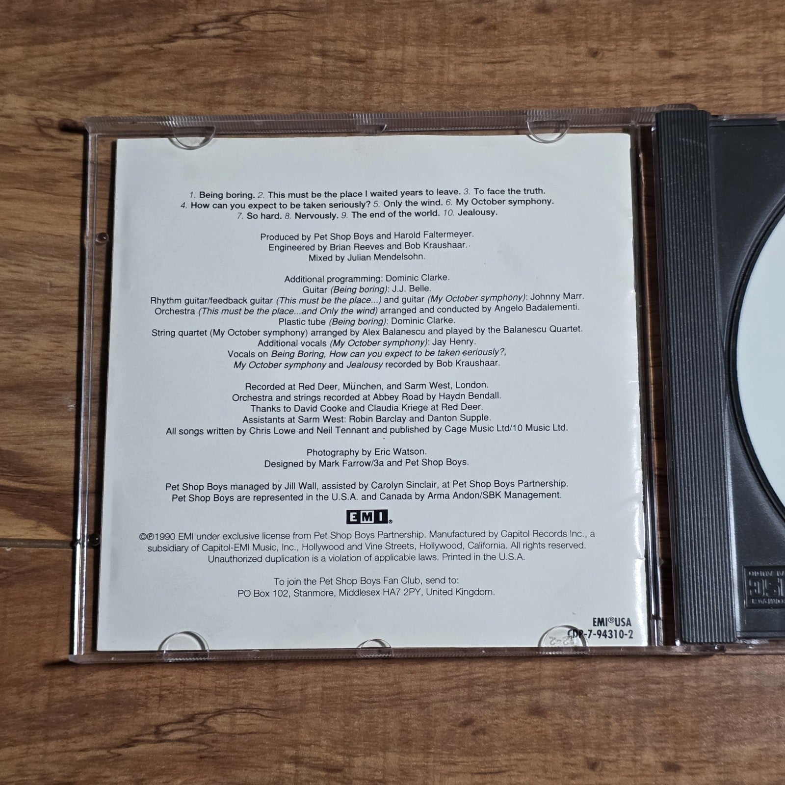 Pet Shop Boys - Behaviour CD Album 1990 Synth-Pop EMI