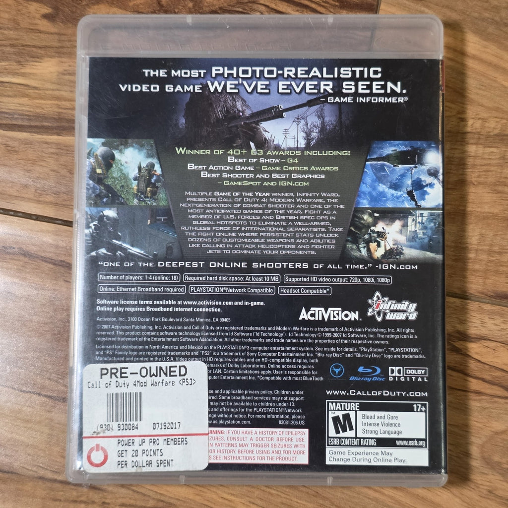 Call Of Duty 4 Modern Warfare 2007 Sony Playstation 3 Infinity Ward Shooter CIB