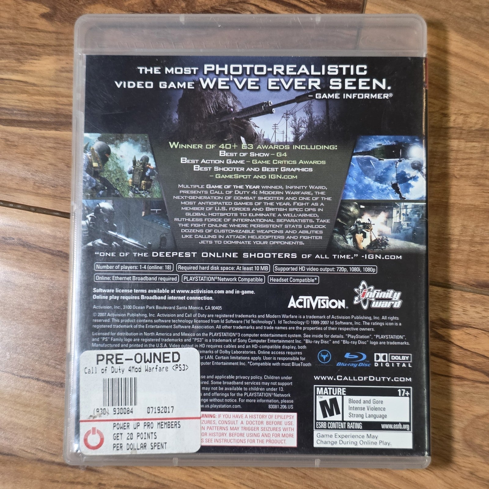 Call Of Duty 4 Modern Warfare 2007 Sony Playstation 3 Infinity Ward Shooter CIB