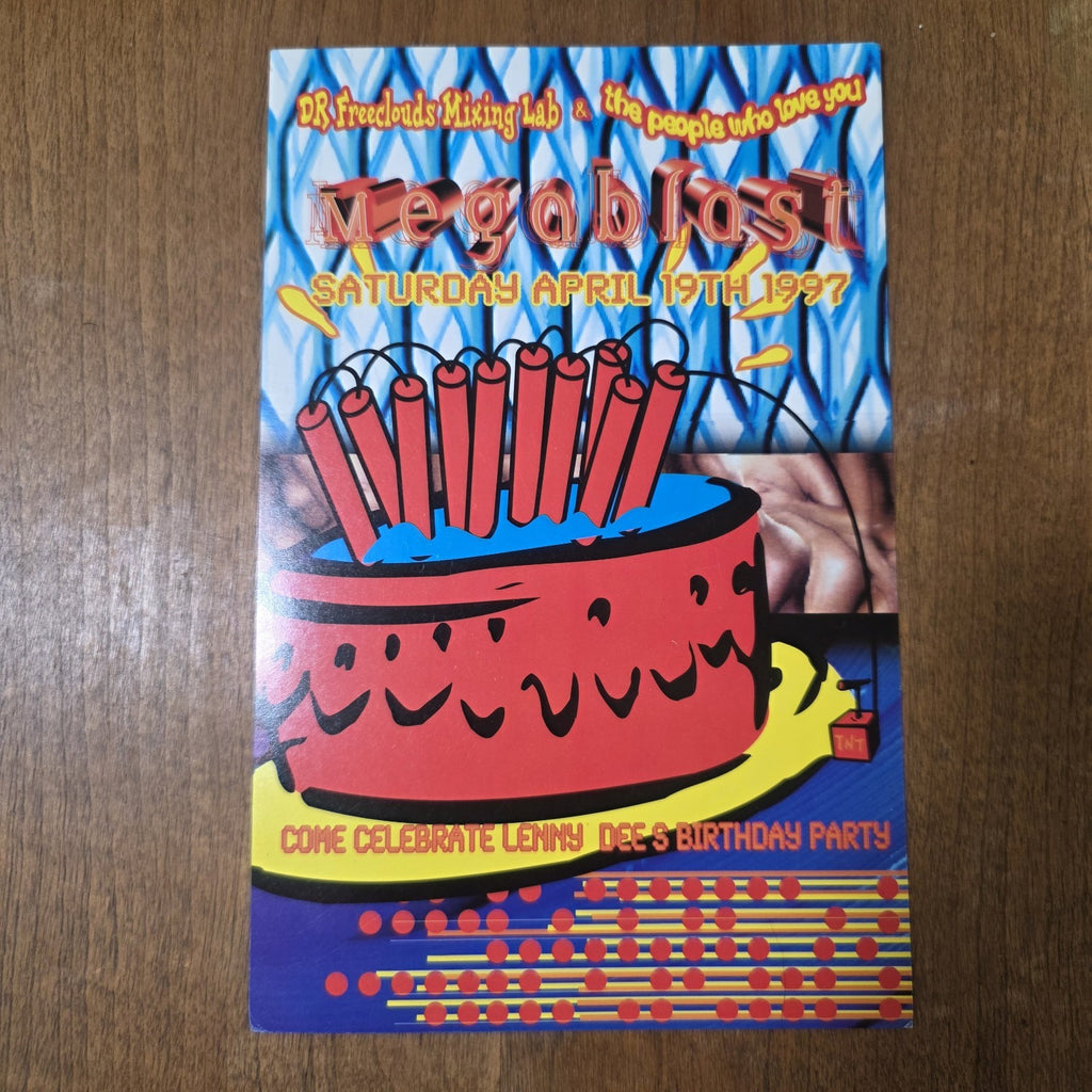 Lenny Dee Birthday Megablast 1997 Rave Flyer Los Angeles Hollywood Freecloud EDM