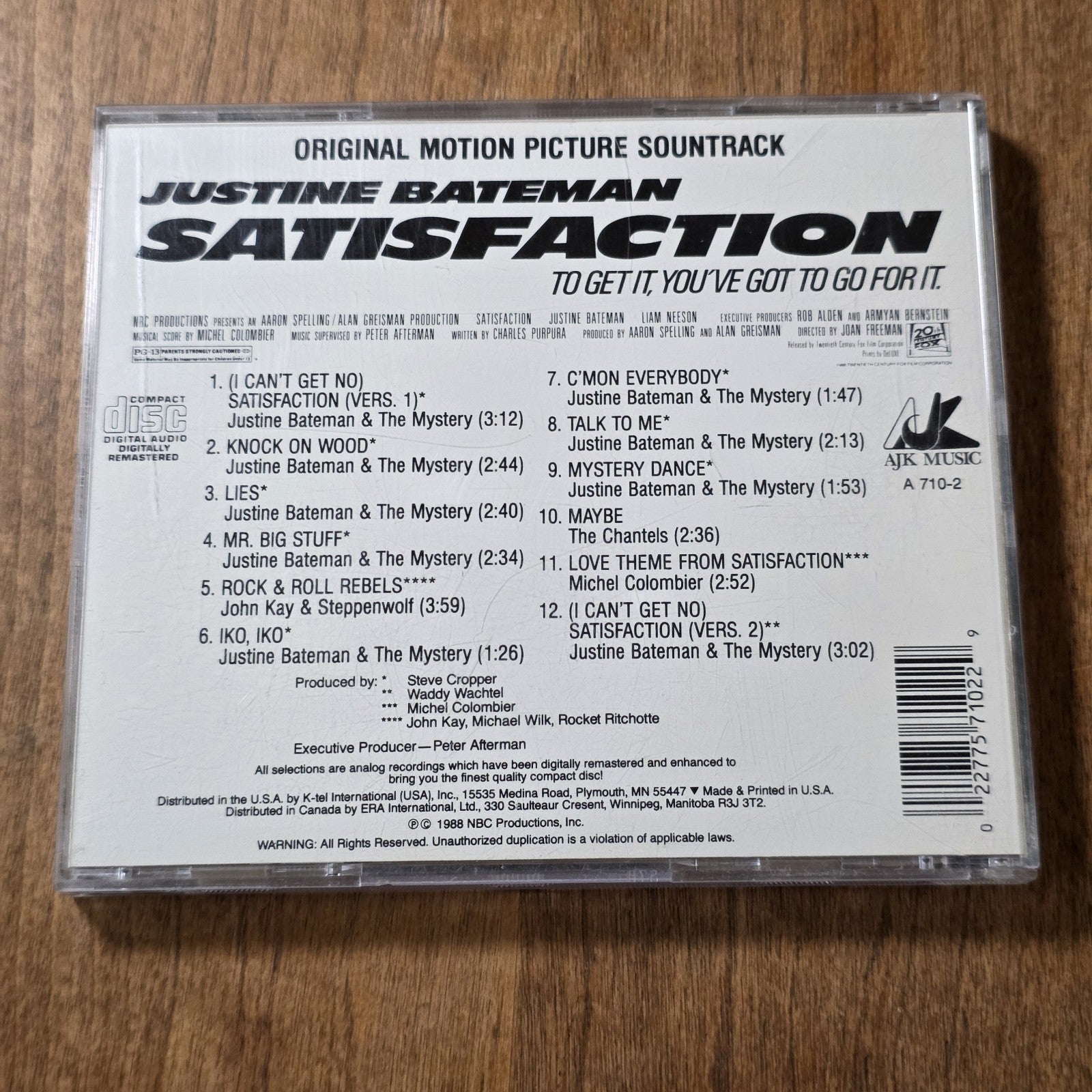 Satisfaction CD Movie Motion Picture Soundtrack 1988 Justine Bateman Rare HTF