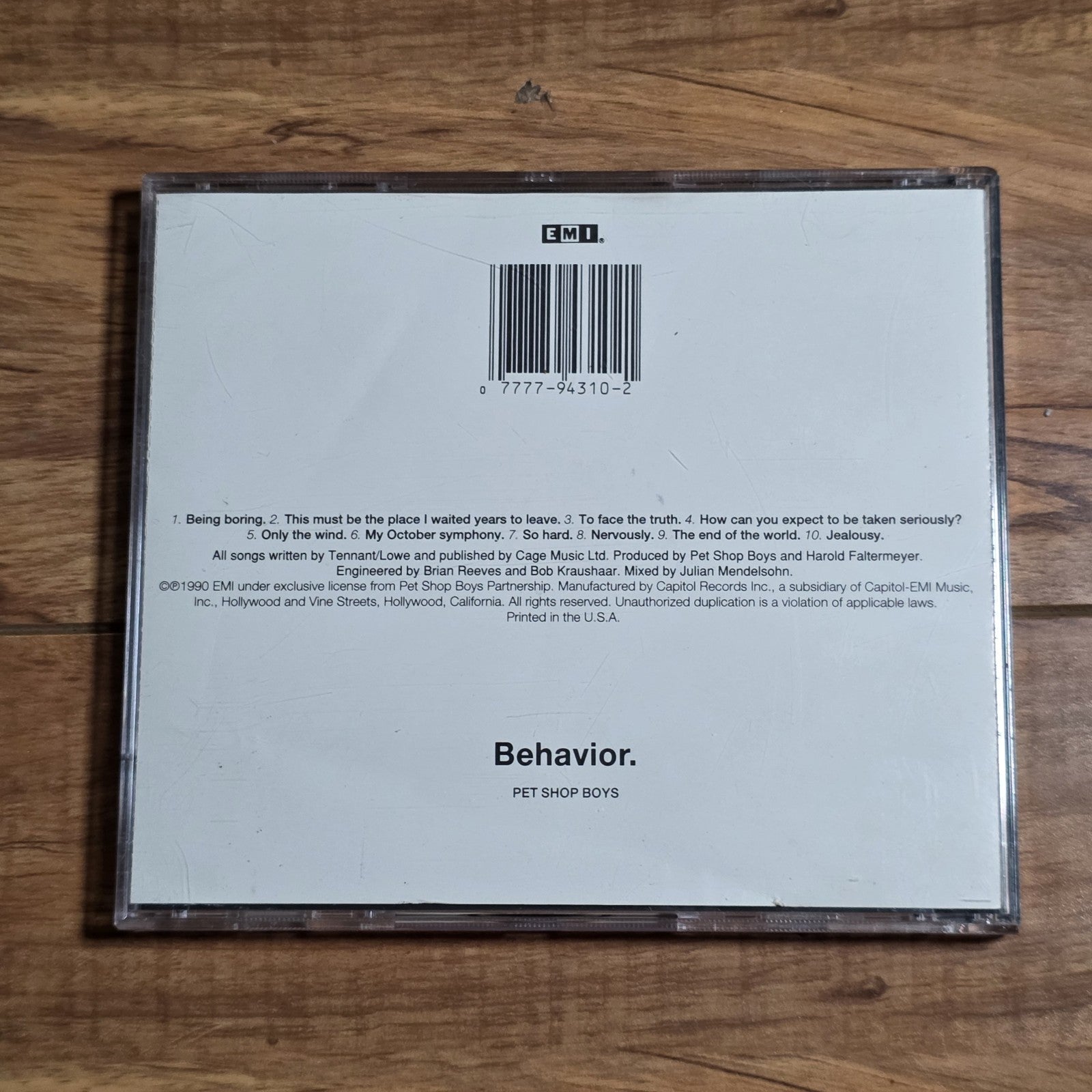 Pet Shop Boys - Behaviour CD Album 1990 Synth-Pop EMI