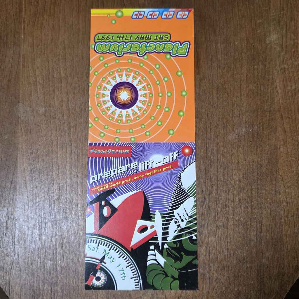 Planetarium 1997 Rave Flyer Los Angeles Hollywood DJ Dan DJ Fury EDM Unfolded