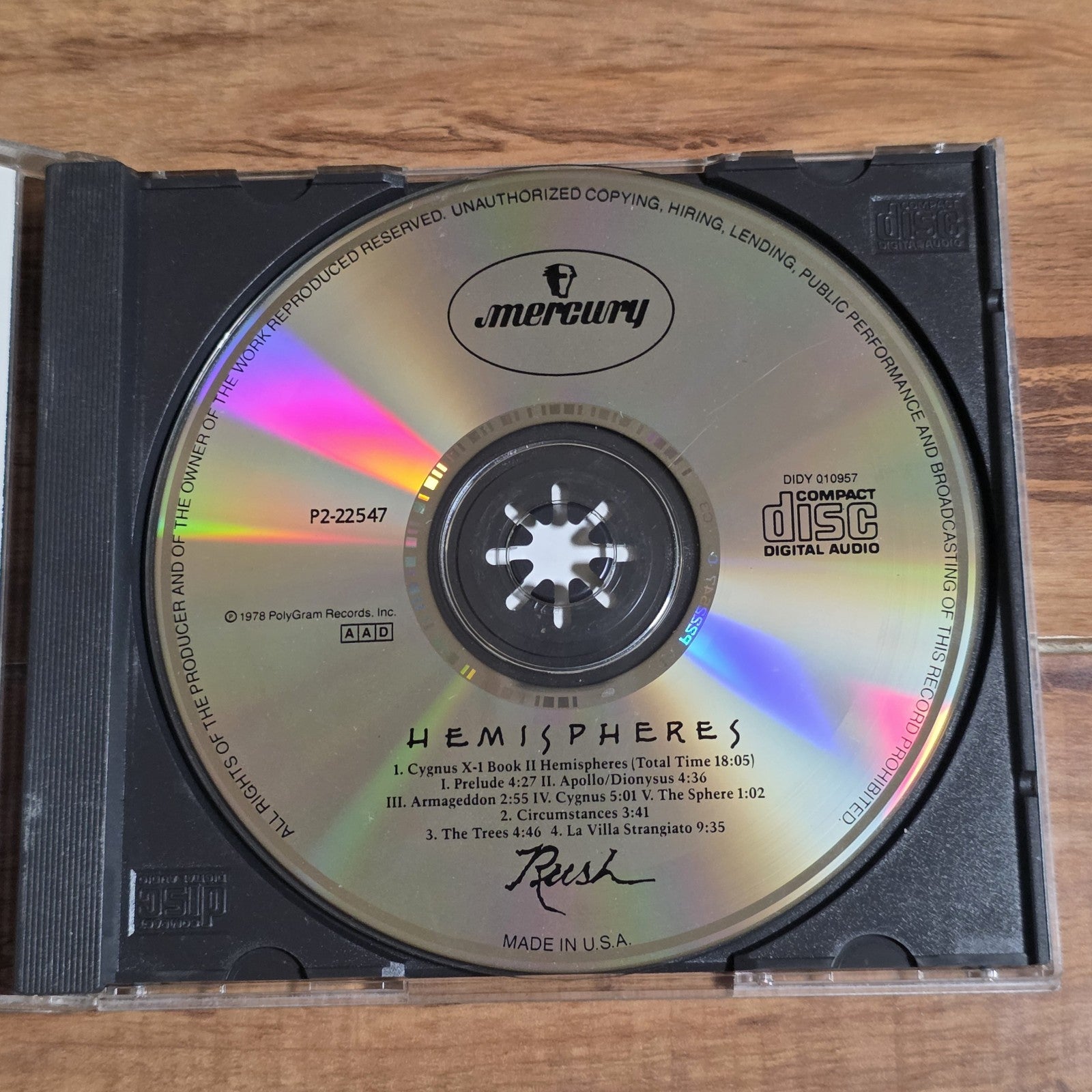 Rush - Hemispheres CD Album 1990 Progressive Rock HTF