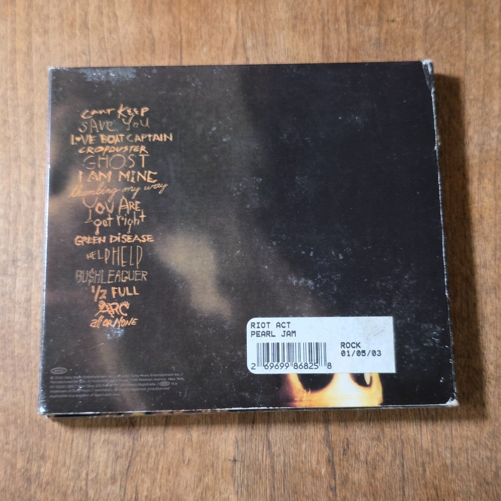 Pearl Jam - Riot Act CD Album 2002 Alternative Rock