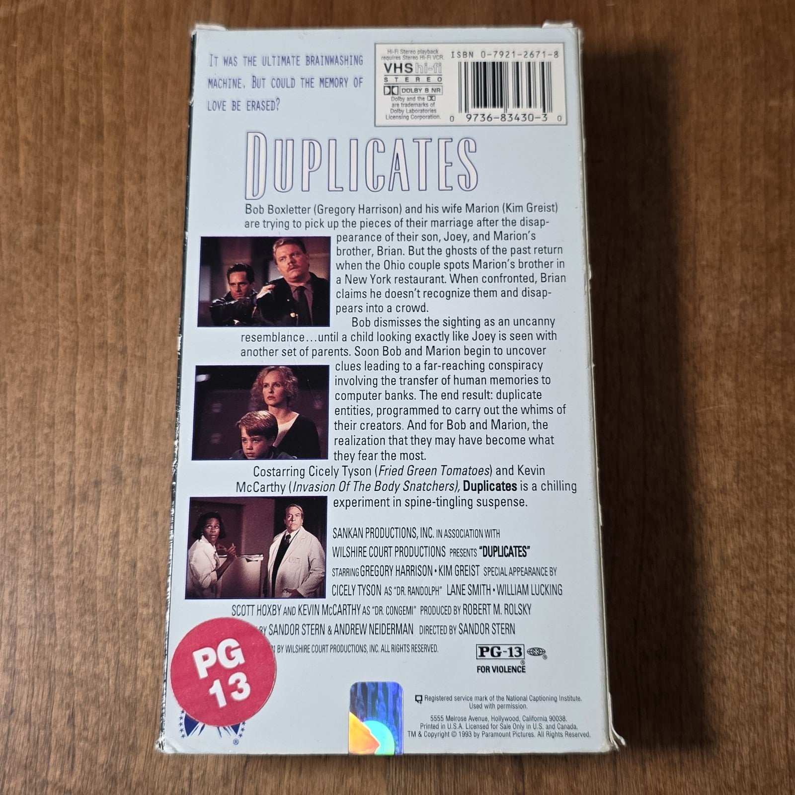 Duplicates VHS 1993 Sci-Fi Thriller