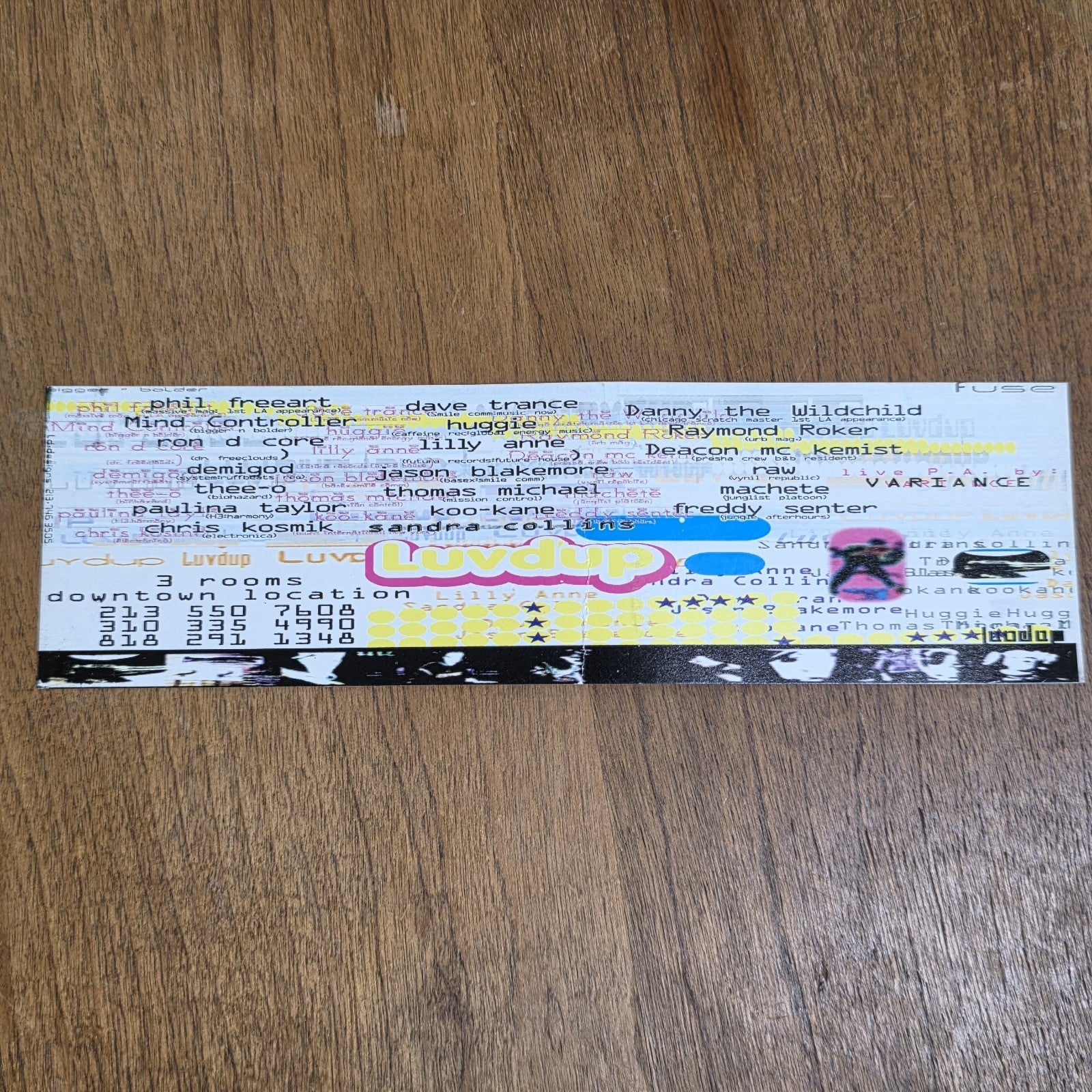 Luvdup Train Ticket Rave Flyer Hollywood Los Angeles Trance EDM Acid 90s Vintage