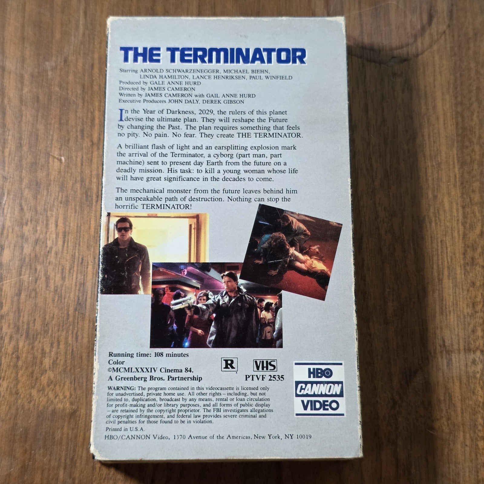 The Terminator VHS 1985 Sci-Fi HBO Video