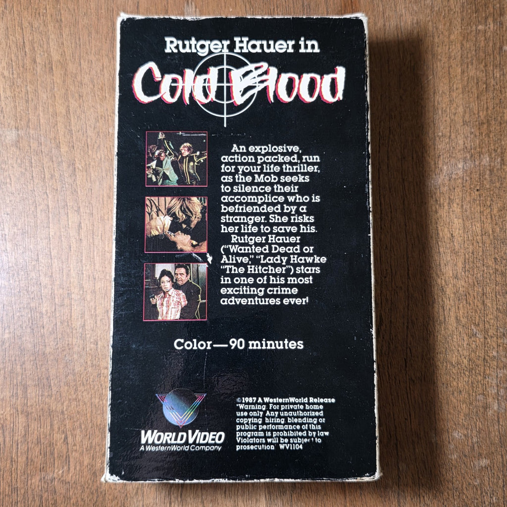Cold Blood 1975 VHS Ralf Huettner Action Rutger Hauer 1987 World Video