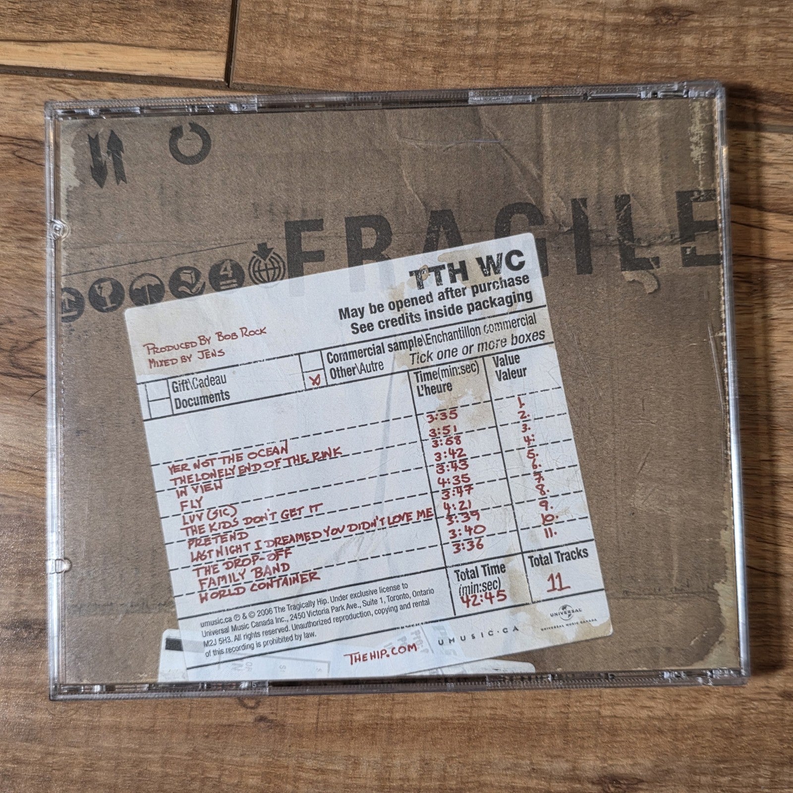 The Tragically Hip - World Container CD Album 2006 Digipak Rock