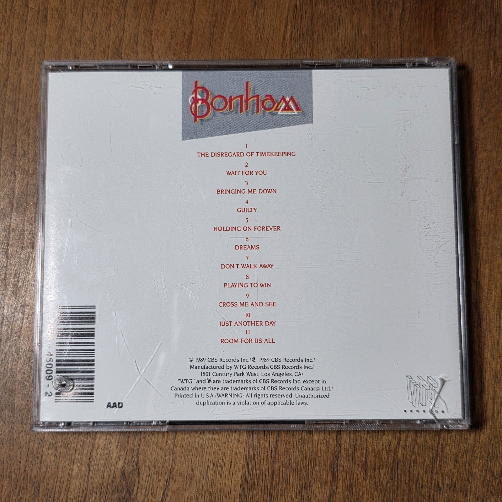 Bonham - Disregard of Timekeeping CD Album 1989 WTG Records Hard Rock Glam Metal