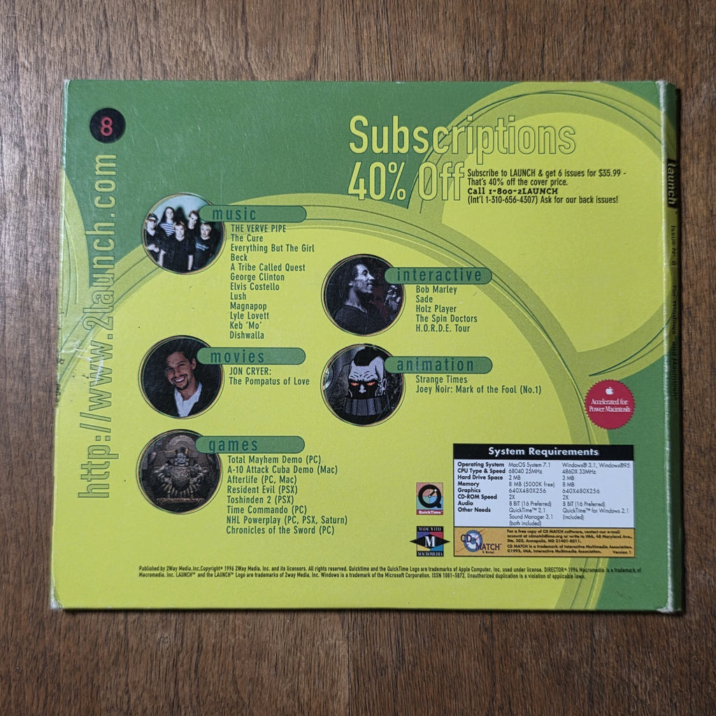 Soundgarden & The Verve Pipe - Launch CD-ROM Magazine 1996 Interactive Rock